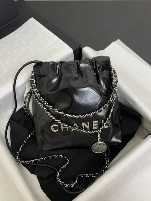 View 9 of Chanel-Inspired Chain-Handled Quilted Leather Bag
