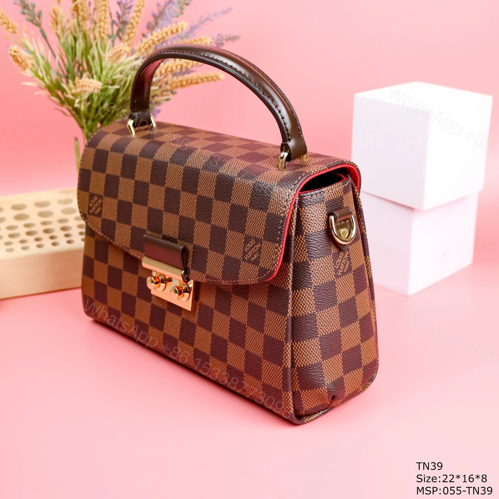 View 5 of Louis Vuitton LV Croisette Replica Handbags Caro Pattern 22x16x8cm