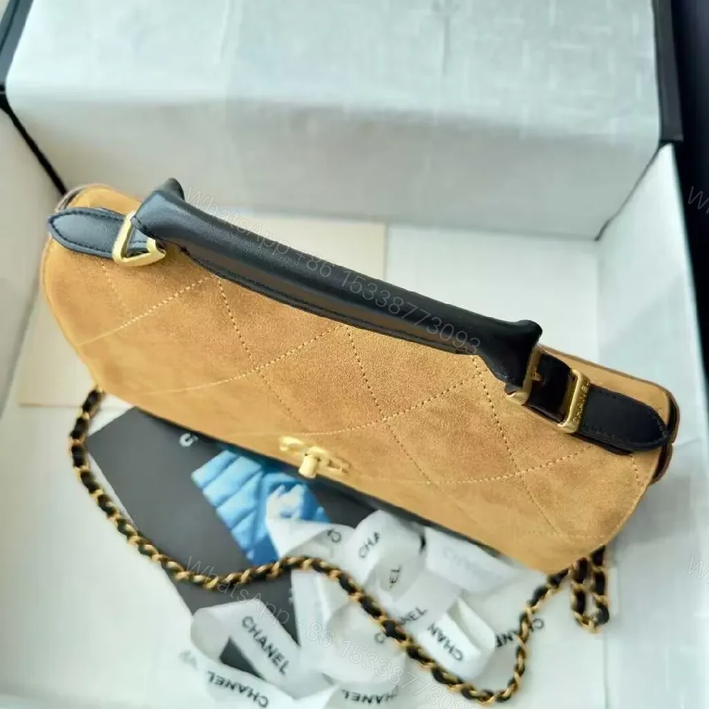 View 2 of Two-Tone Quilted Shoulder Bag: Camel & Black Luxury Bag