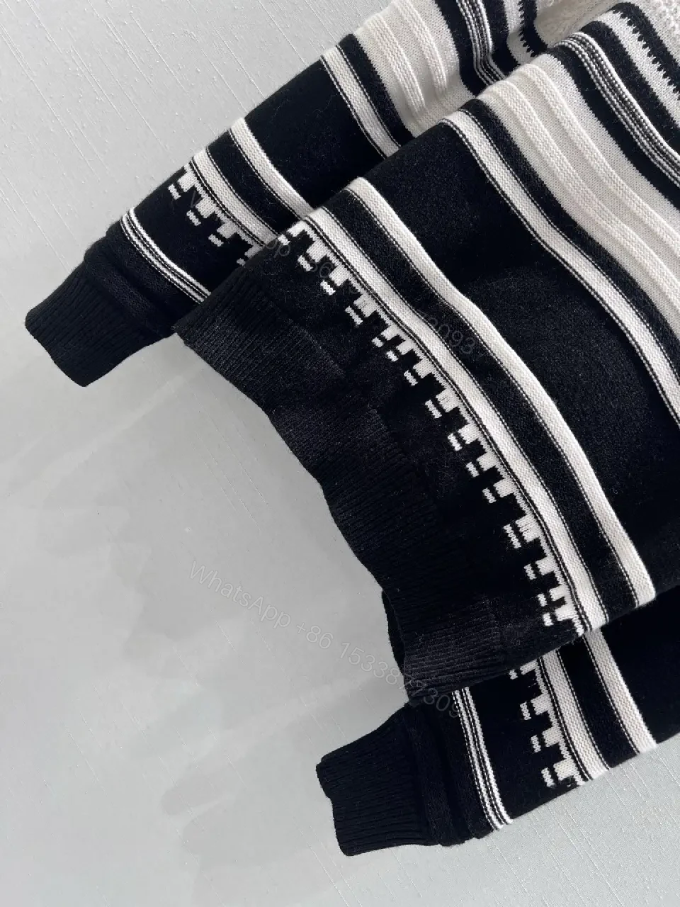 View 5 of Monochrome Striped Knit Crewneck Sweatshirt: Structured Comfort
