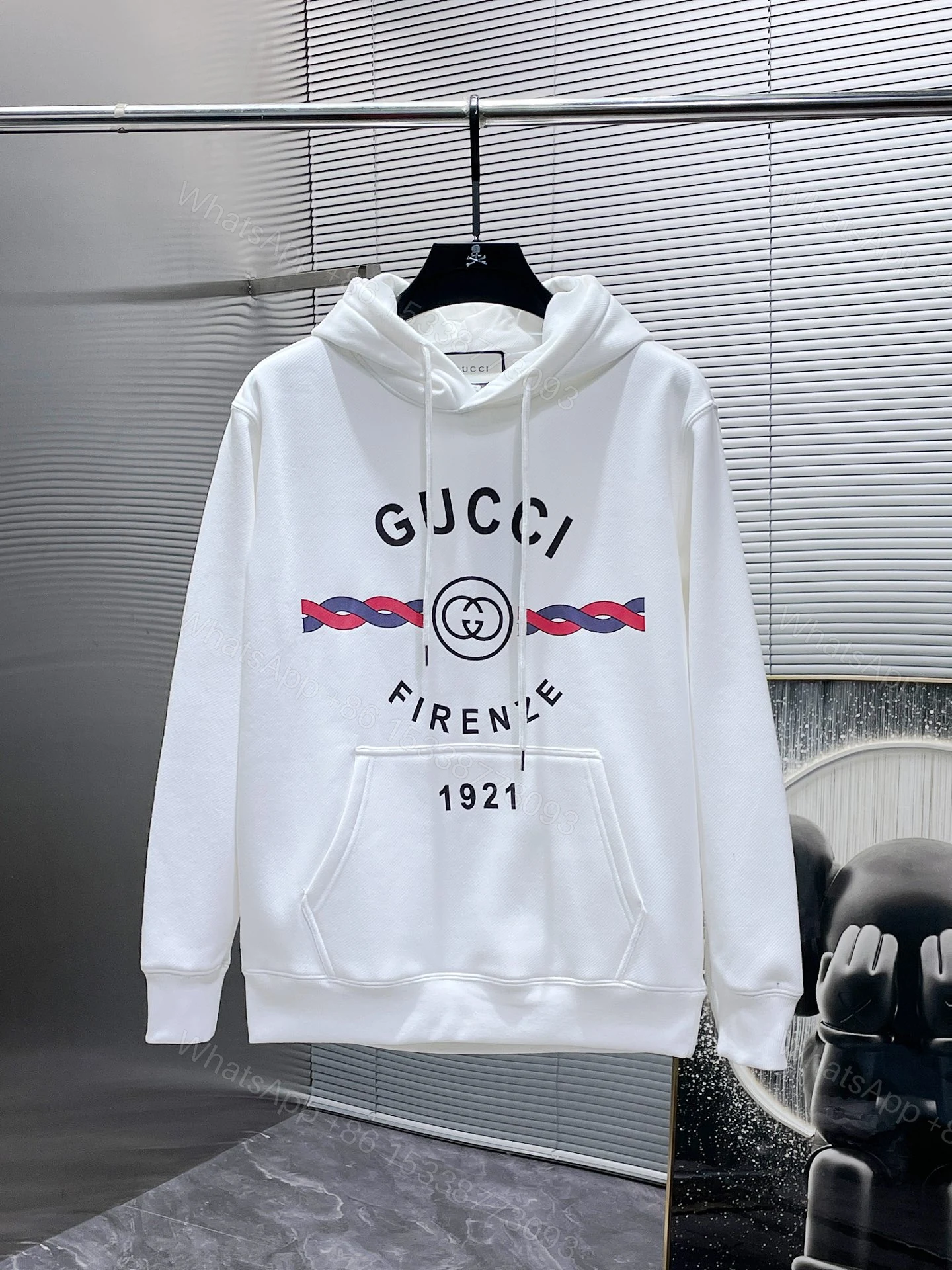 Gucci高仿男士白色連帽衛衣 1921 FIRENZE 復古設計百搭潮款 — view 1