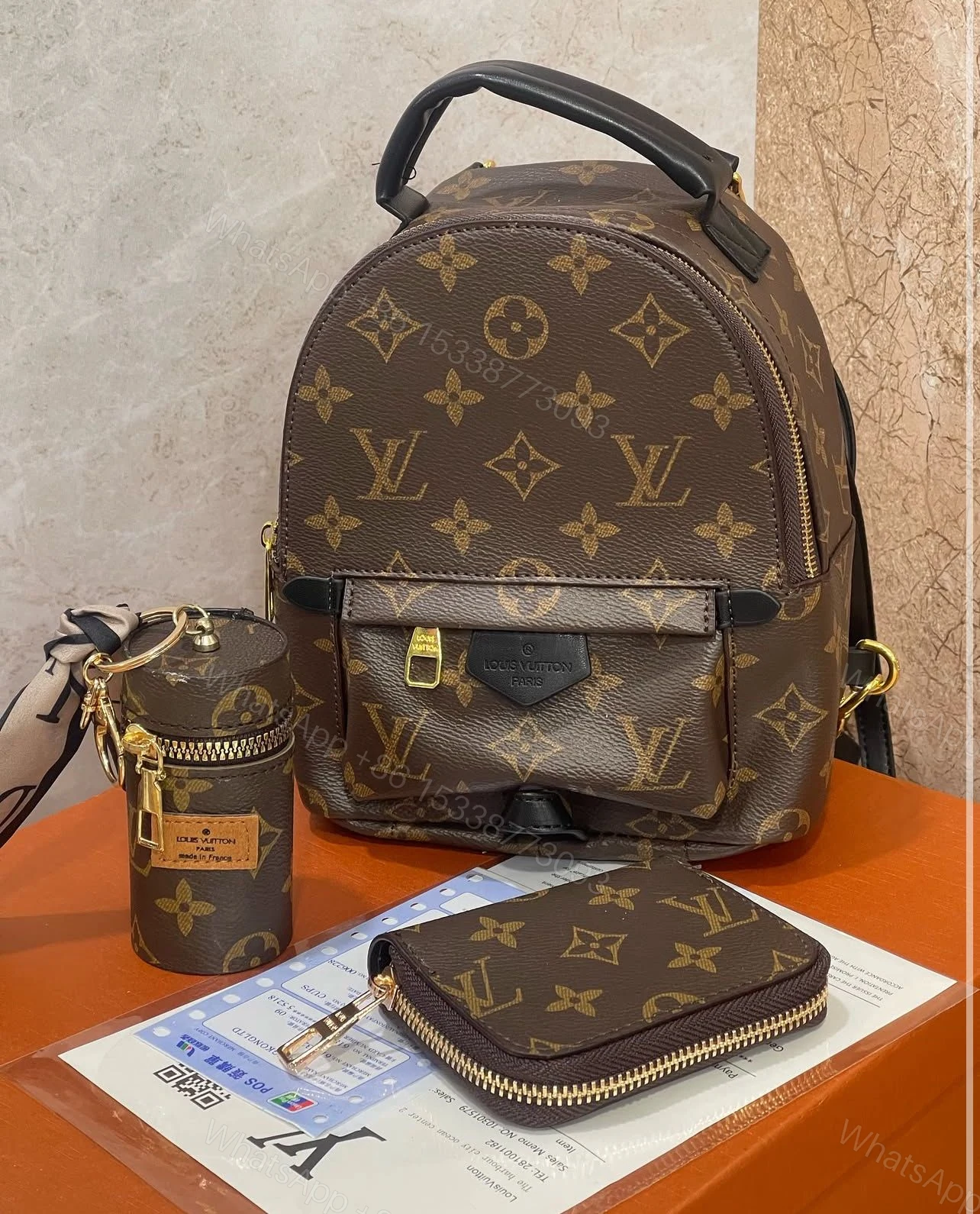 View 5 of FIRST COPY LOUIS VUITTON BROWN PREMIUM GIFT SET BAGPACK