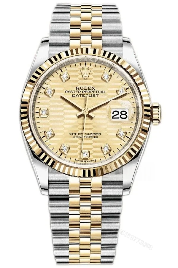 Rolex Datejust M126233-0045 1:1 Replica Water Ripple Diamond Gold Dial Jubilee 36MM 3235 Movement Super Clone Watch — view 1