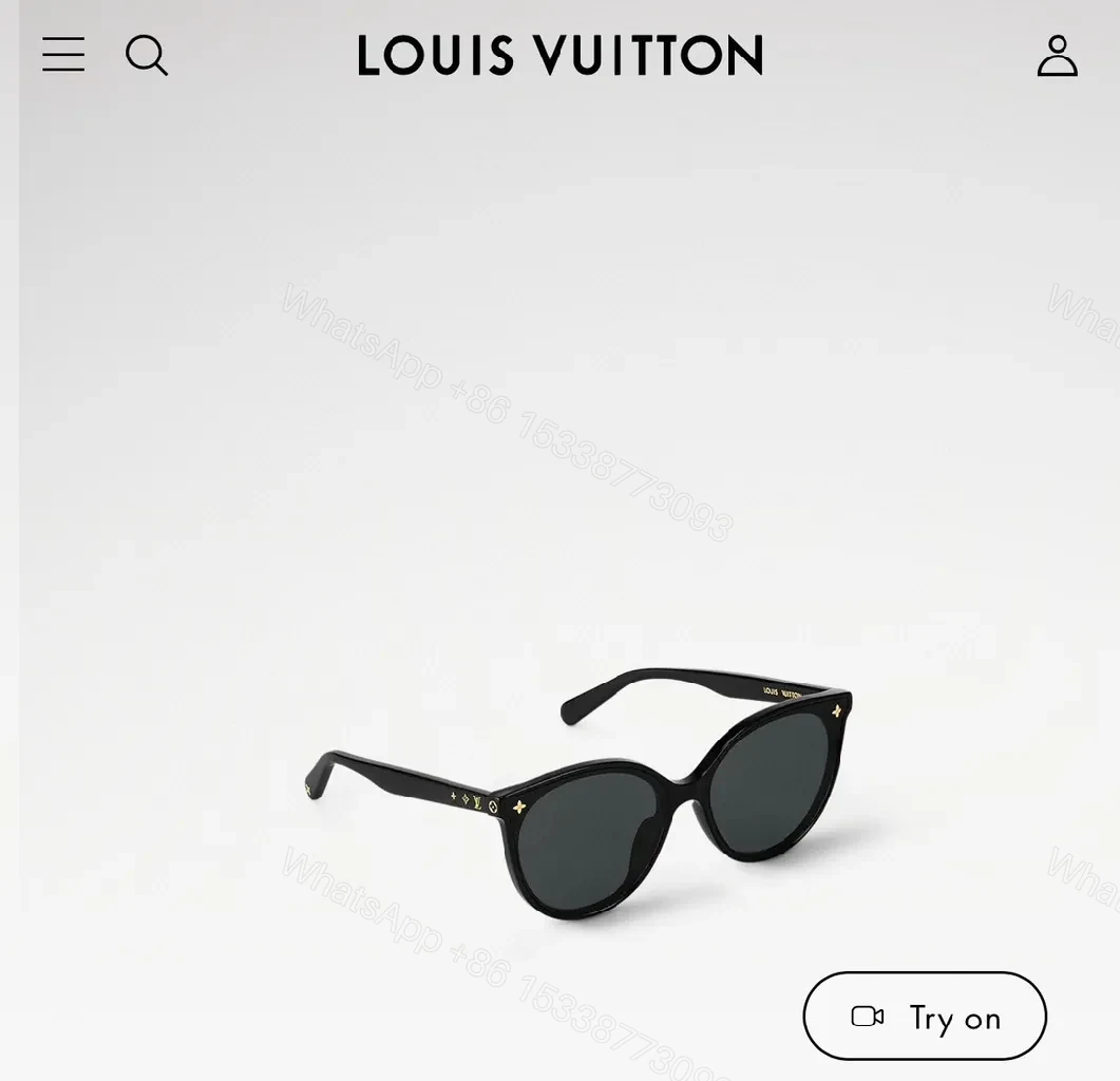 View 6 of Sleek Black Round-Frame Sunglasses with LV Accents