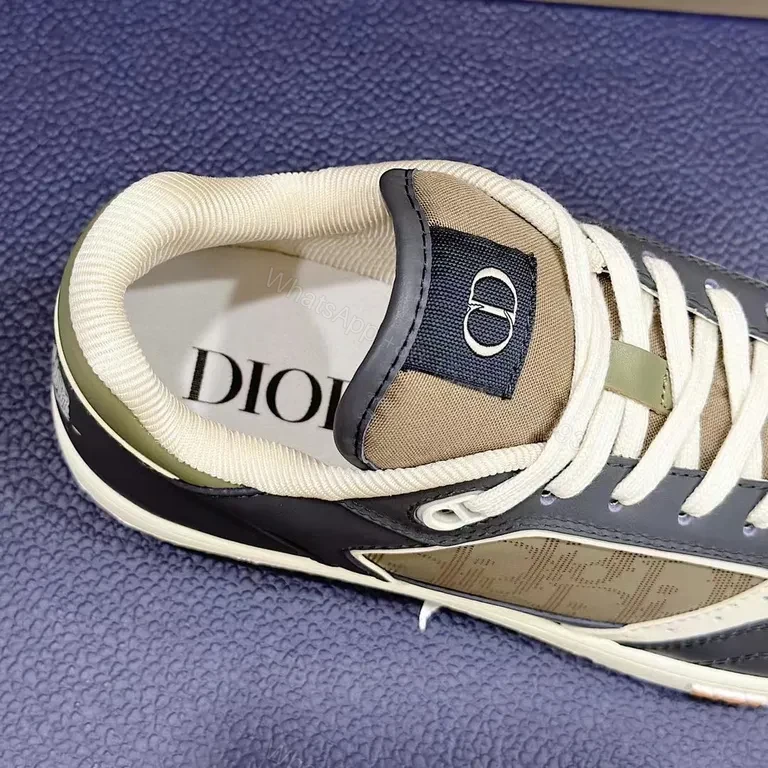 View 8 of Bold Leather-Textile Luxe Sneaker with Monogram Accents