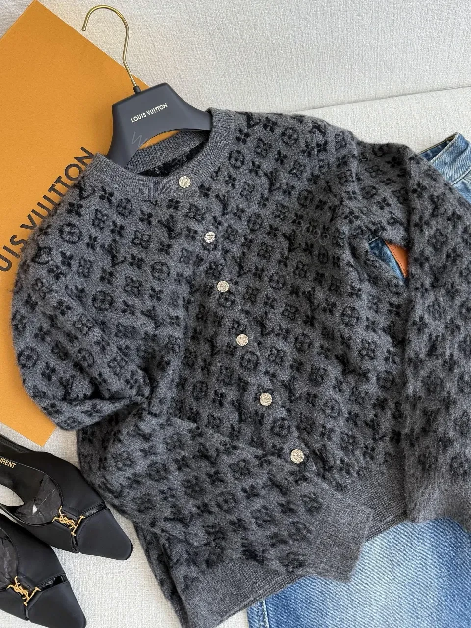 Lux Patterned Wool Knit Cardigan: Designer-Inspired Texture — view 1