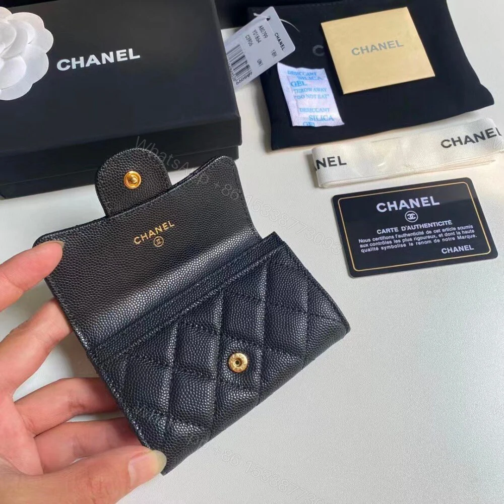 View 5 of Chanel Classic Card Holder Grain Black With Gold Hardware 11Cm AP0214 Y01864 C3906