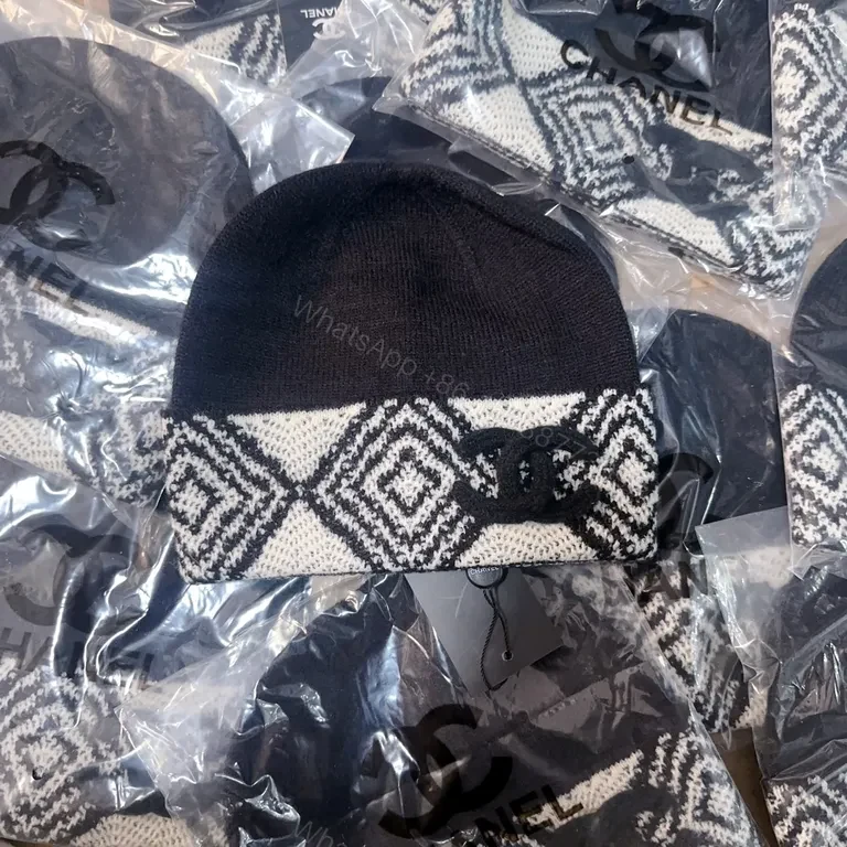 View 2 of Bold Textured Beanies: Chanel-Pattern Knit, All-Season Luxury