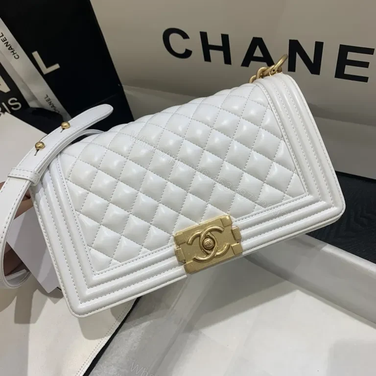 View 4 of Chanel-Style Quilted White Leather Bag: Modern Luxury