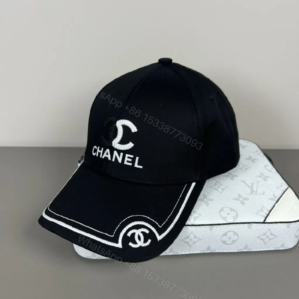 View 2 of Structured Black Cap with Designer Embroidery, Everyday Luxury