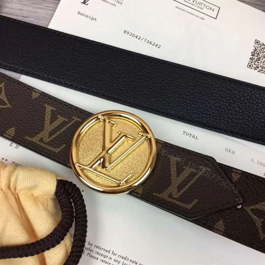 View 5 of LOUIS VUITTON MONOGRAM LV CIRCLE LOGO 35MM REVERSIBLE BELT – B154
