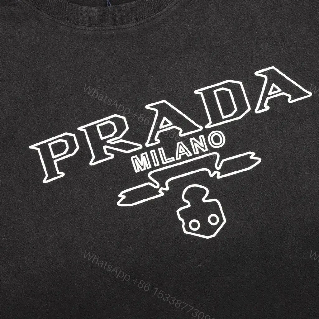 View 4 of Black Cotton Casual Crewneck T-Shirt with Chest Logo