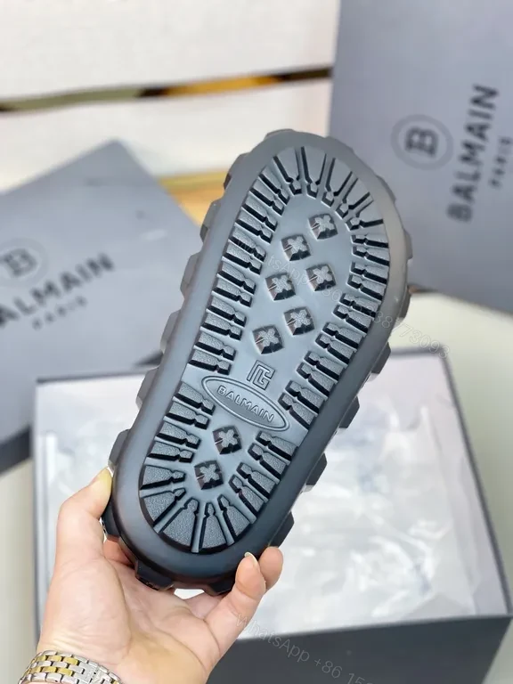 View 9 of Balmain Black Leather Slide: Luxury All-Day Comfort