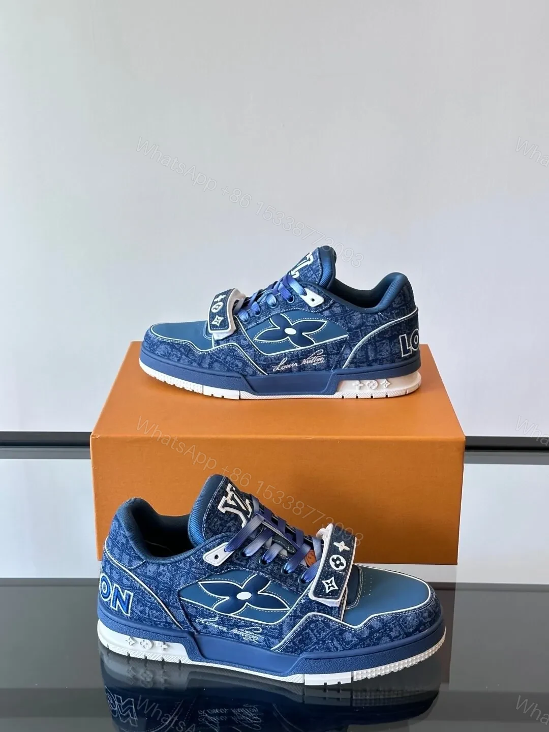 View 4 of LV Men Navy Denim Sneakers