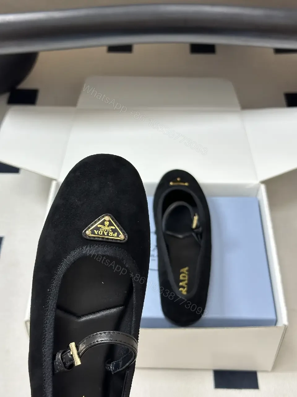 View 6 of Black Velvet Mary Jane Shoes Gold Logo Prada-inspired Classic Comfort Dress Shoes