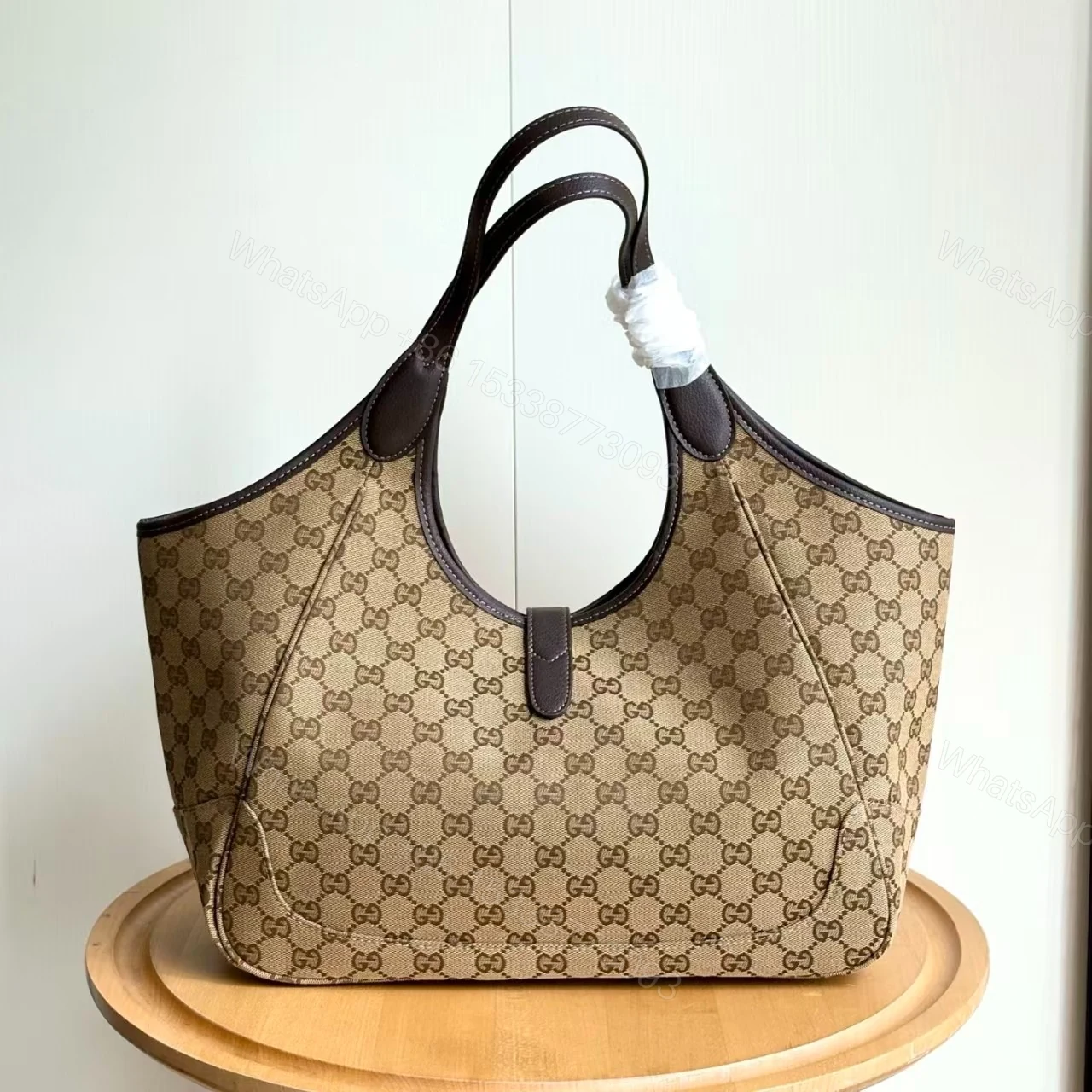 View 4 of Gucci Mercato Medium Tote Bag Sand And Brown GG Canvas 35cm