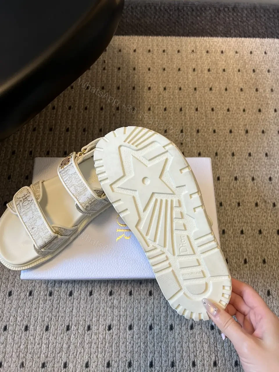 View 5 of Chic Strappy Sandals: Premium Faux Leather, Minimalist Logo, Comfort-Driven Style