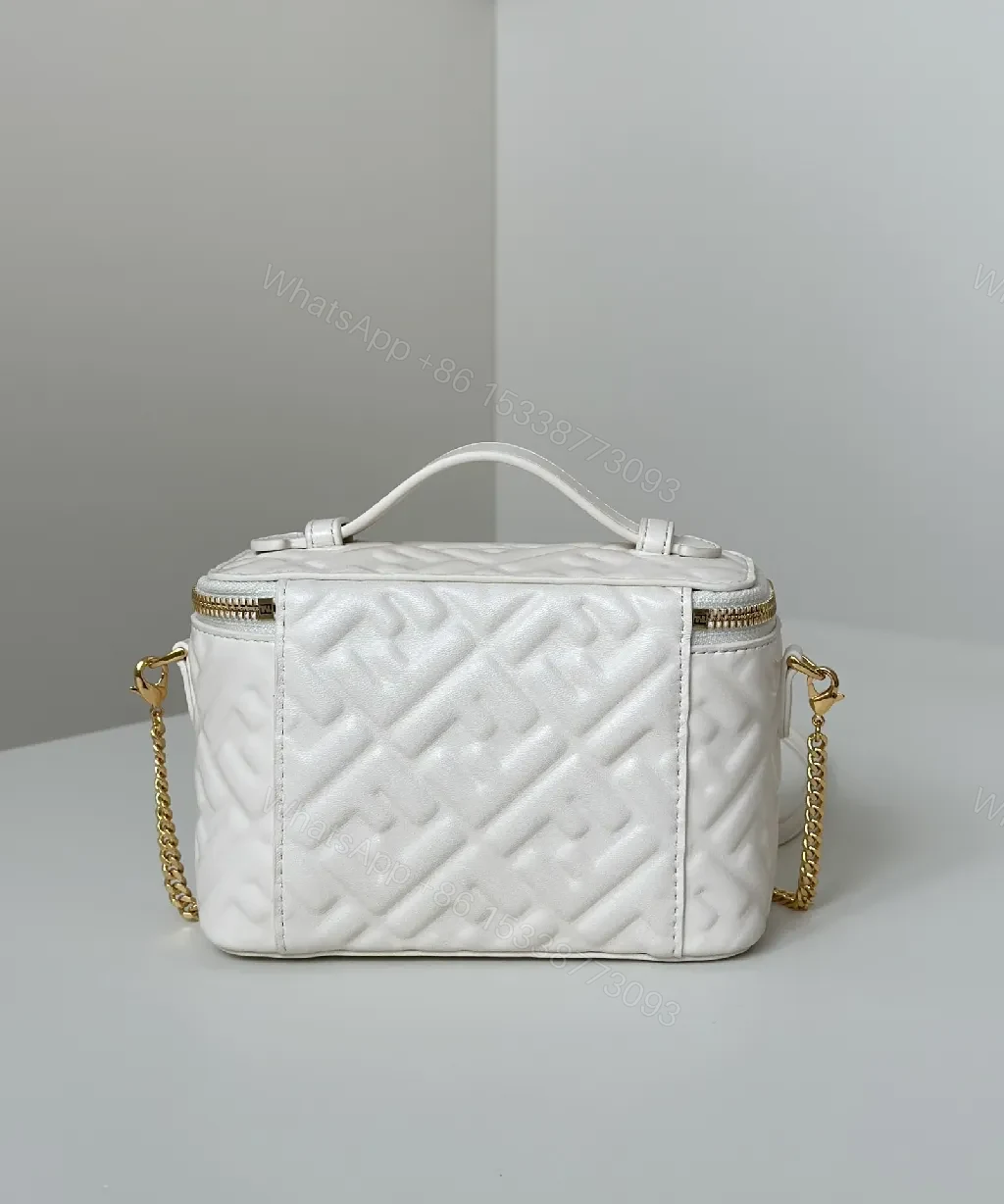 View 5 of Quilted White Satchel: Gold-Accent Compact Luxury Bag