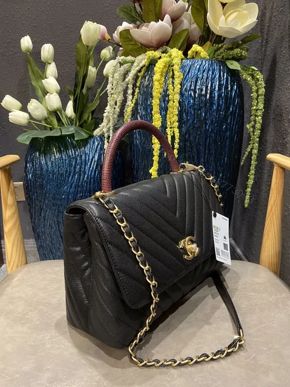 View 4 of Black Quilted Mini Bag - Gold Hardware, Chain Strap, Luxe Texture