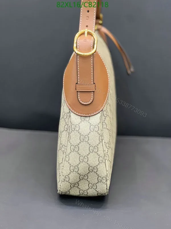 View 3 of Medium Gucci GG Emblem Fake Bag with Leather Brown Trim MBL493
