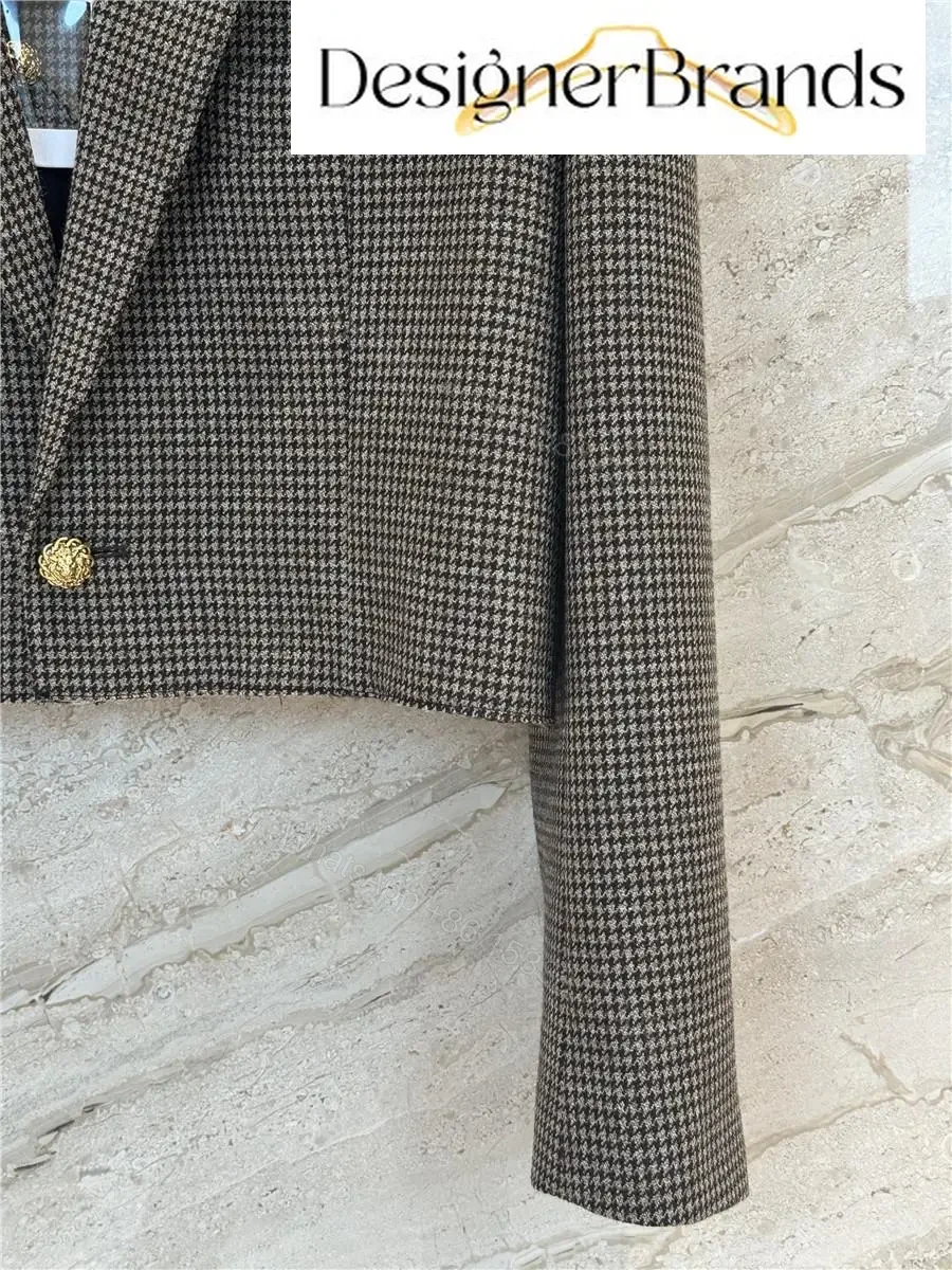 View 7 of Chanel Brown Houndstooth Cropped Jacket