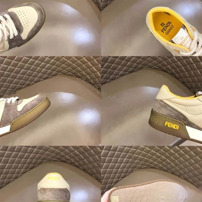 View 5 of Fendi Match Beige Suede Low-Top Sneakers – FD32