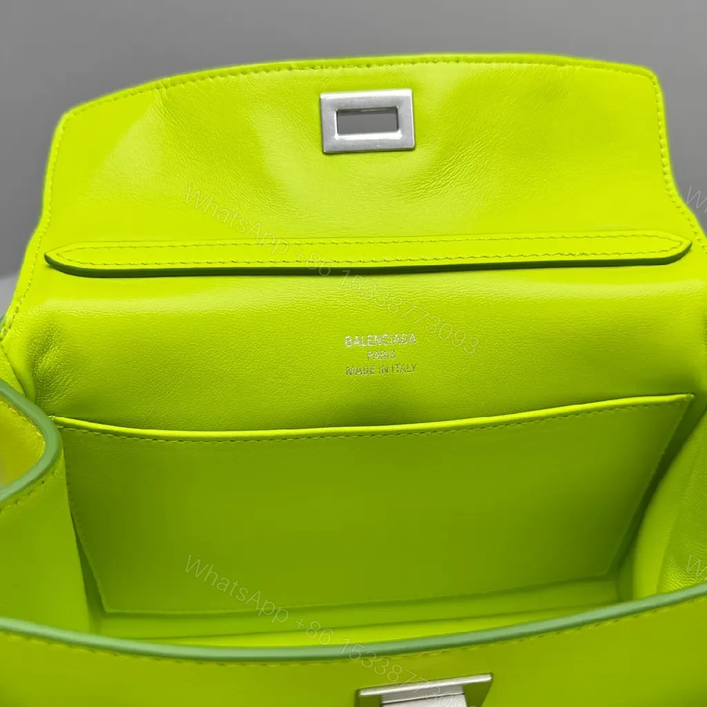 View 2 of Neon Lime Leather Mini Bag – Luxe, Versatile, Compact