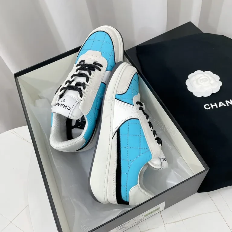 View 6 of Quilted Blue Chanel-Inspired Casual Luxury Sneakers