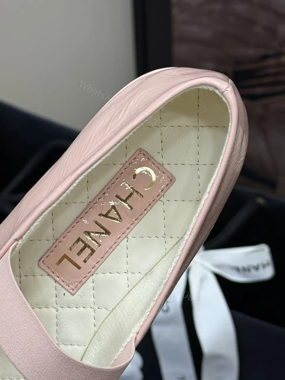 View 2 of Soft Pink Quilted Slip-Ons with Subtle Detailing Flats