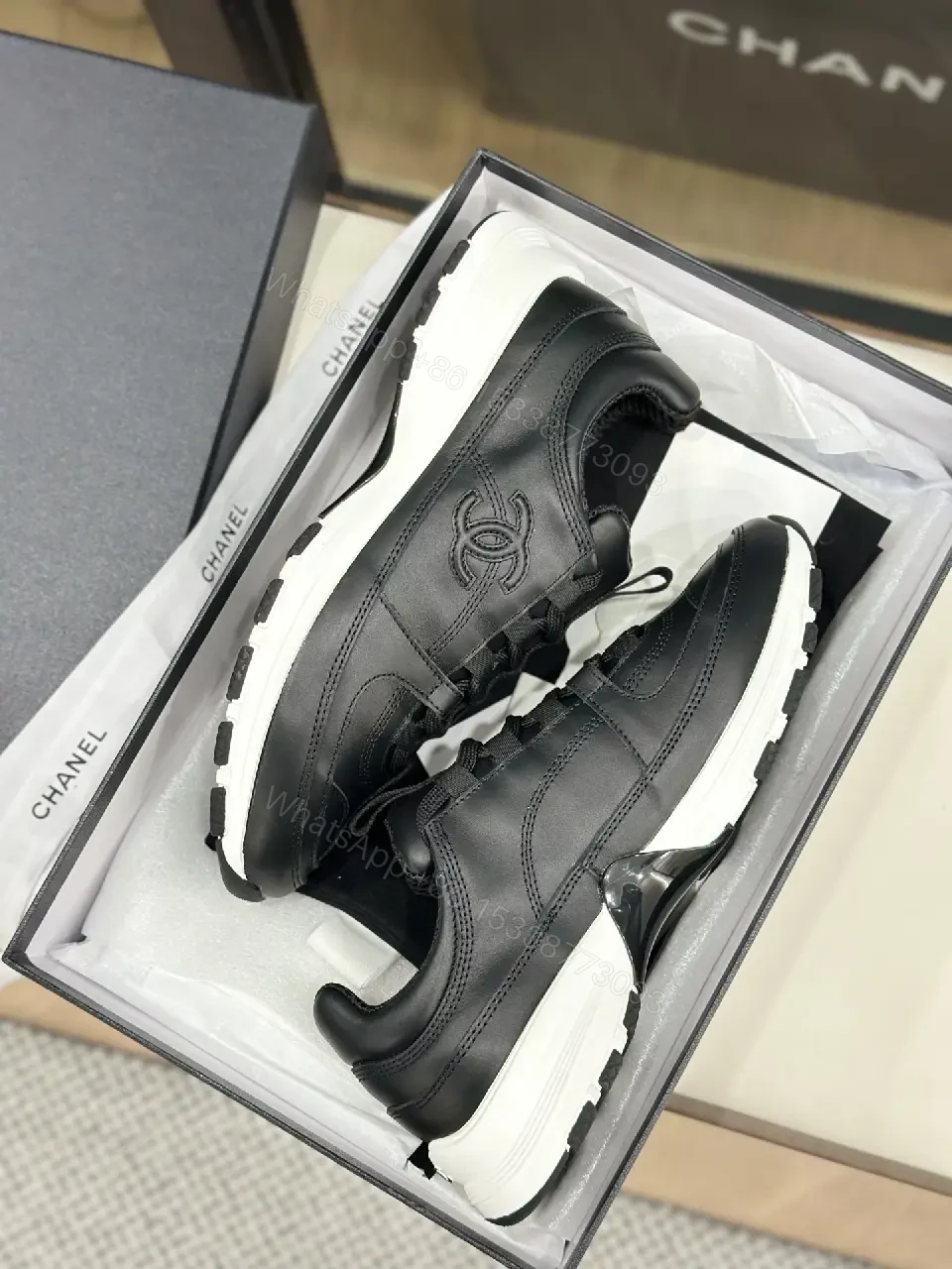 View 7 of Bold Black Leather Sneakers, Luxe Street Style, Comfort