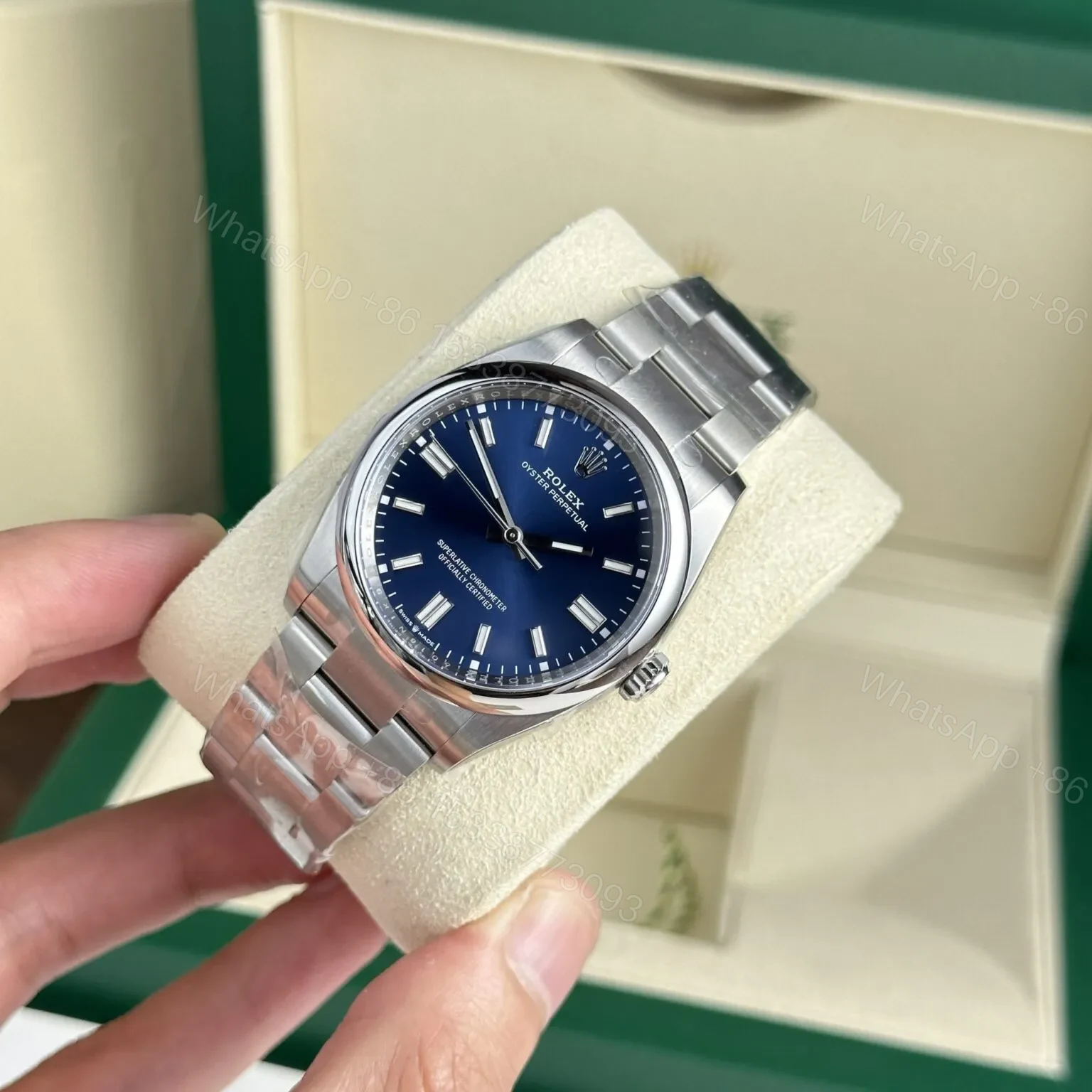 View 2 of Replica Rolex Oyster Perpetual Lady Blue Dial 126000 36 mm