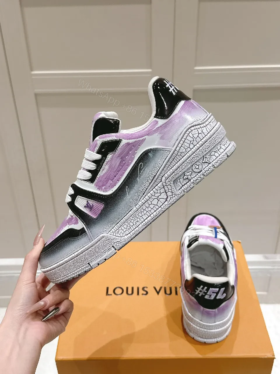 View 5 of Lilac Patent High-Top Sneaker with Luxe Detailing