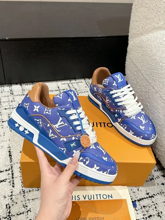 View 8 of Bold Electric Blue LV-Style Monogram High-Tops: All-Day Comfort