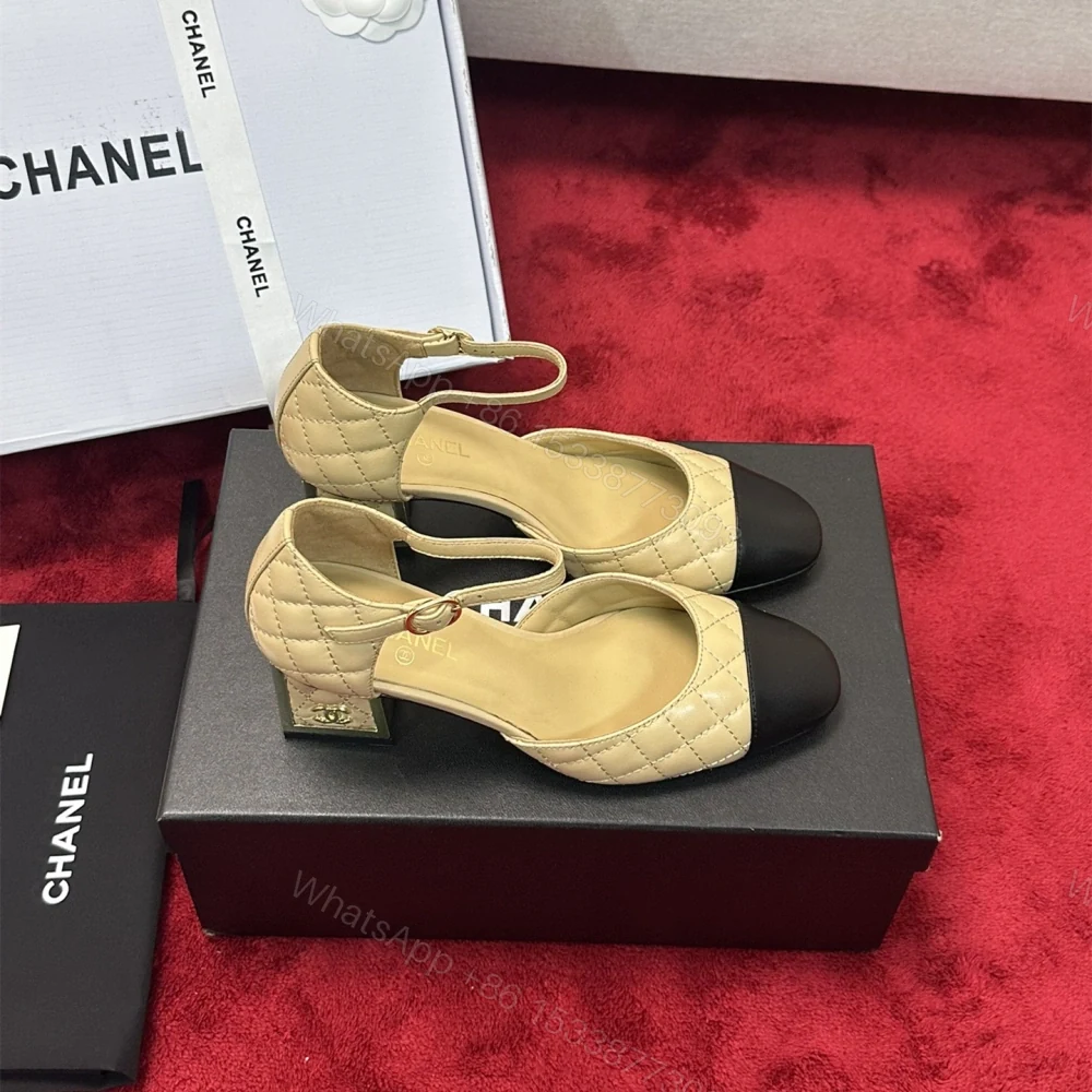 View 2 of 高仿Chanel*G38441A露邊高跟單鞋小牛皮黃色4.5CM免檢版