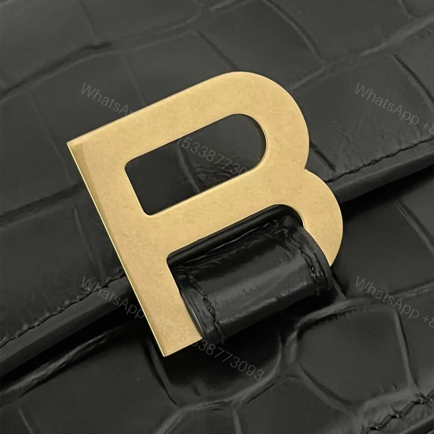View 11 of 高仿Balenciaga*Crush系列鱷魚皮沙漏包黑色S