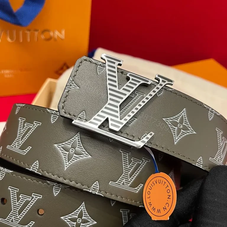 View 5 of Olive LV-Influenced Belt: Monogram Modern, Premium Craft