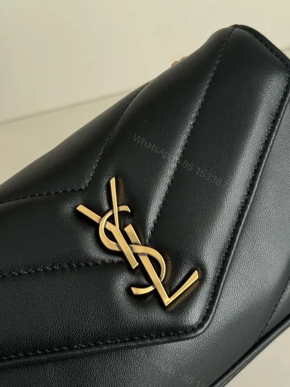 View 2 of Quilted Leather Crossbody: YSL Logo Hardware, Compact Luxury