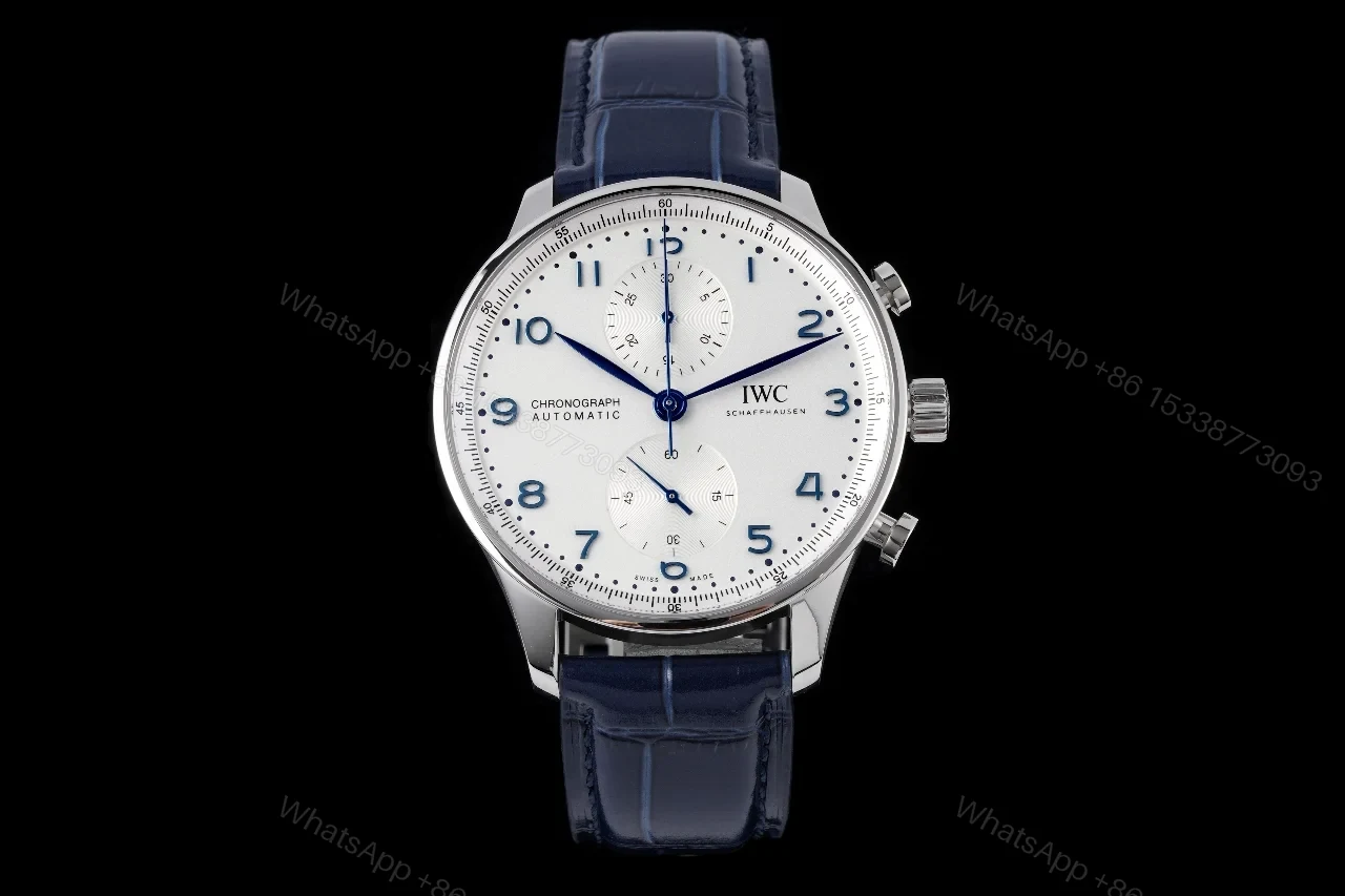 IWC Portugieser Chronograph Replica Blue Leather Strap 41MM Premium IW371606 — view 1
