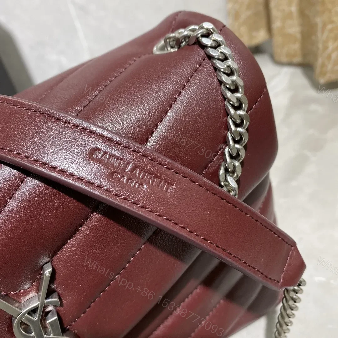 View 3 of YSSL Loulou Small Chain Bag In Matelassé “Y” Burgundy