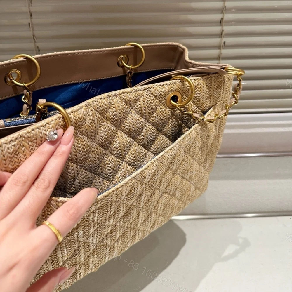 View 7 of Chanel Grand Shopping Tote Straw Bag 38Cm