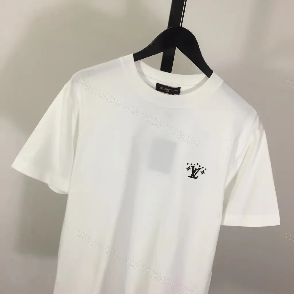 View 8 of Minimalist White Tee: Subtle LV-Inspired Emblem, Premium Cotton Blend