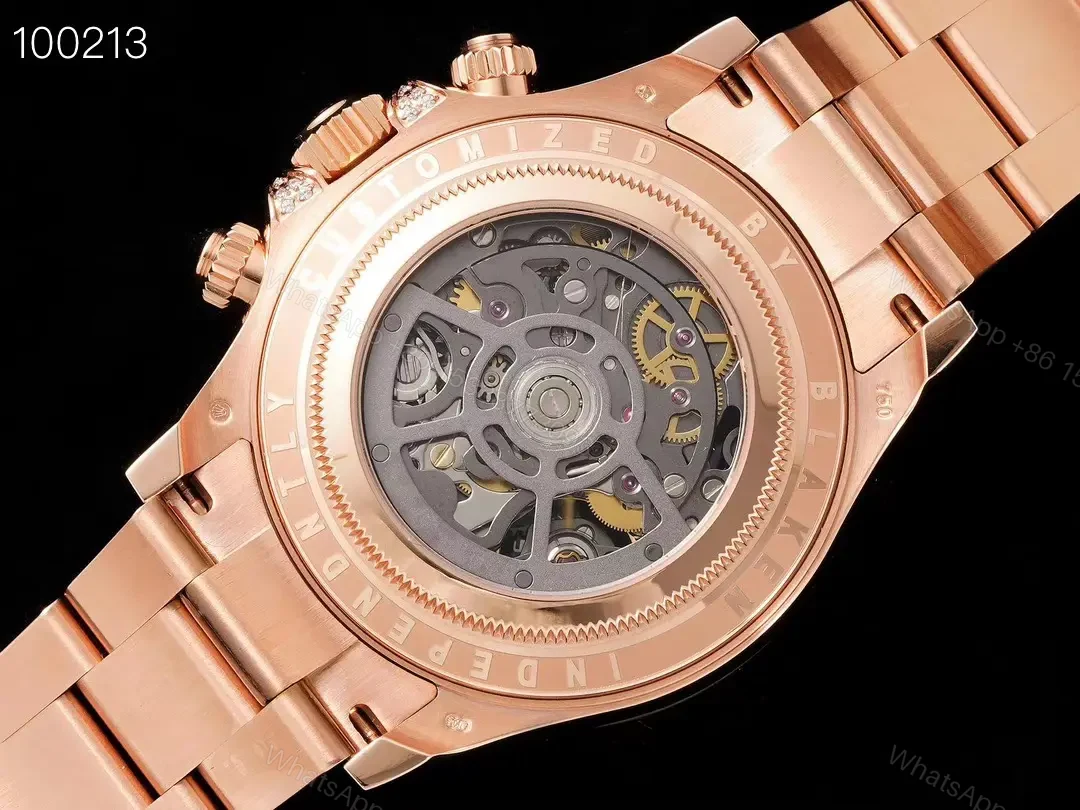 View 7 of Best Rolex Rainbow Skeleton Daytona replica 40MM Rose Gold Oyster Bracelet Edition ROLEX-DAYTONA-RB-SKEL-RG-40