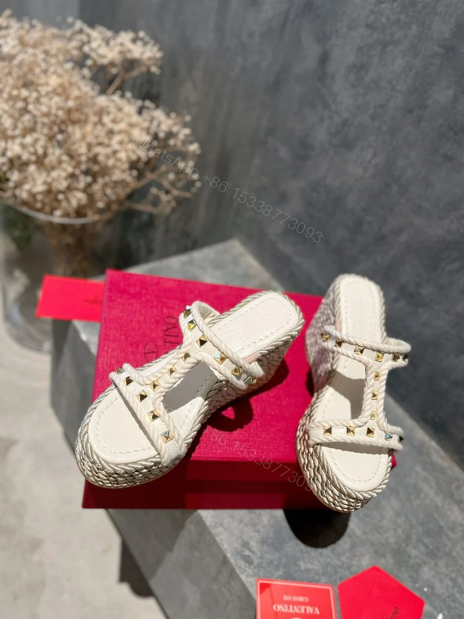 View 2 of VALENTINO ROCKSTUD LAMINATED NAPPA WEDGE SANDAL NATURAL 4W2S0GI5DYM YBS