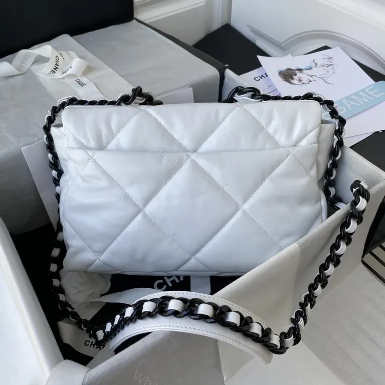 View 2 of Chic Quilted Leather Tote with Signature Chain Details