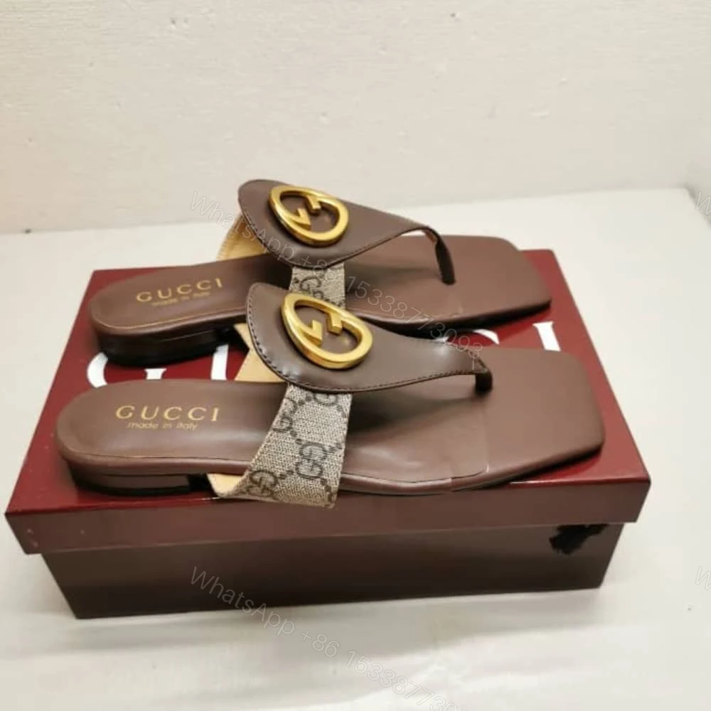 View 2 of Gucci Blondie Thong Sandals Brown