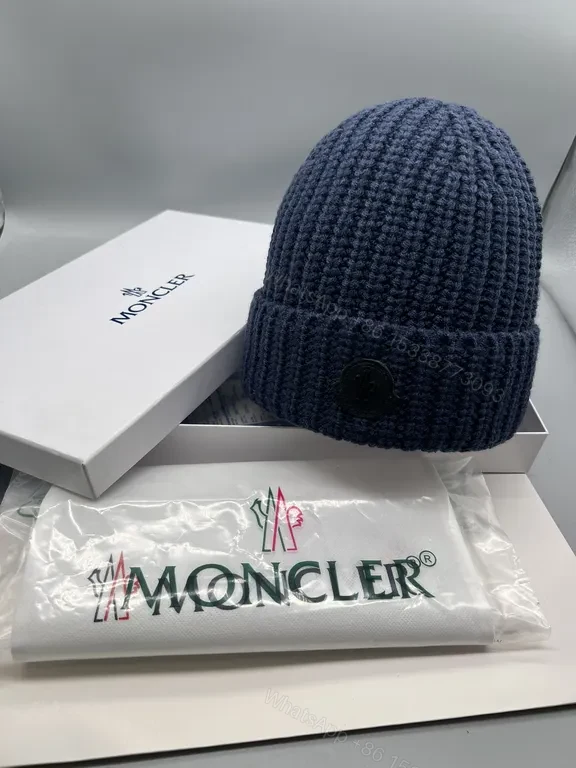 View 8 of Cream Wool-Beam Beanie: Minimalist Luxury Moncler Knit Cap