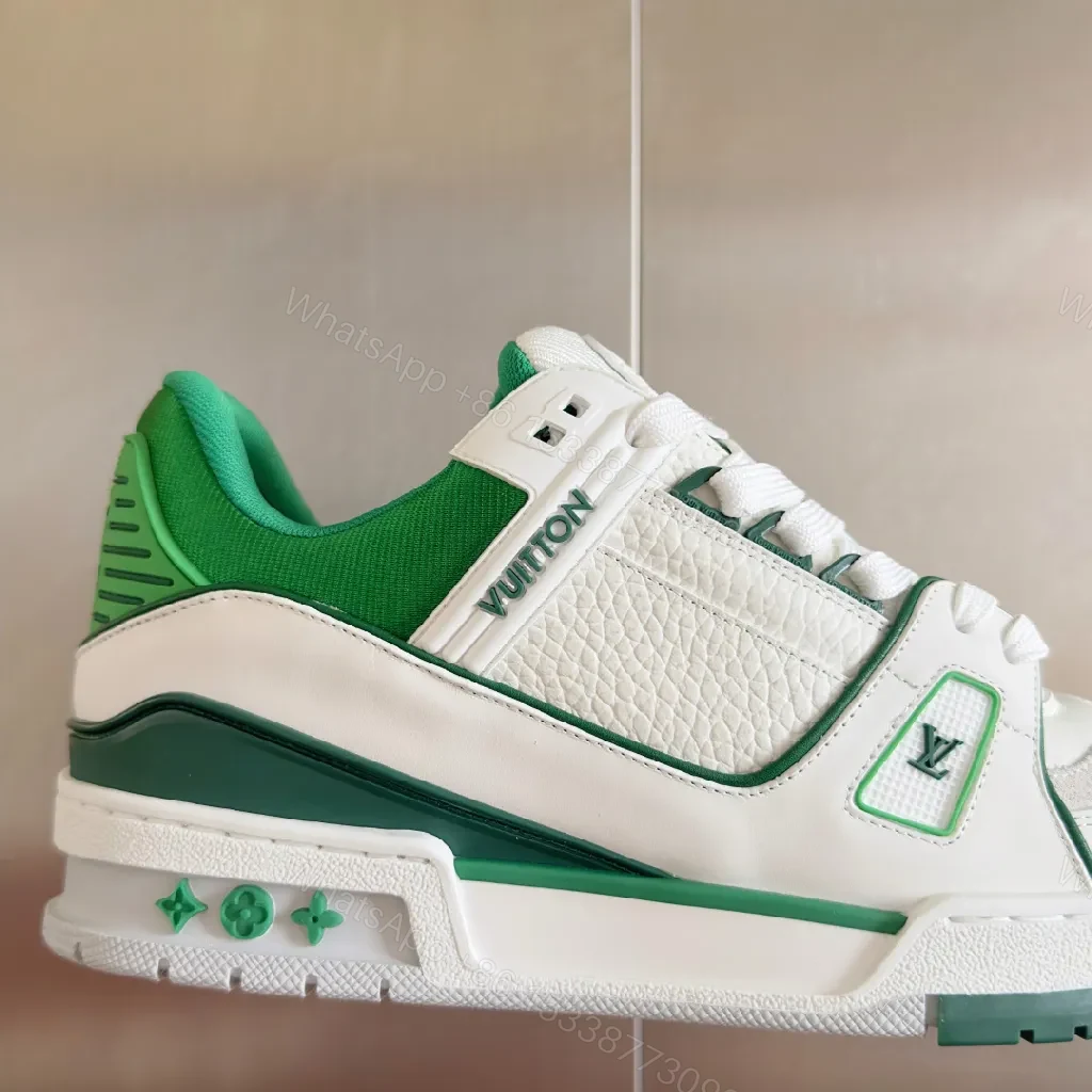 View 9 of Green Leather High-Top Sneakers with Luxury Styling