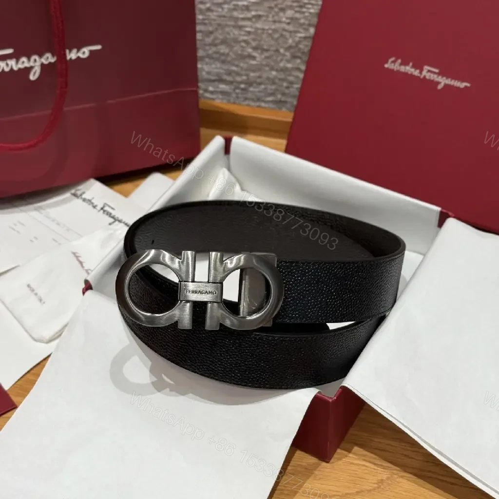 Premium Leather Belt with Signature Brushed Buckle — view 1