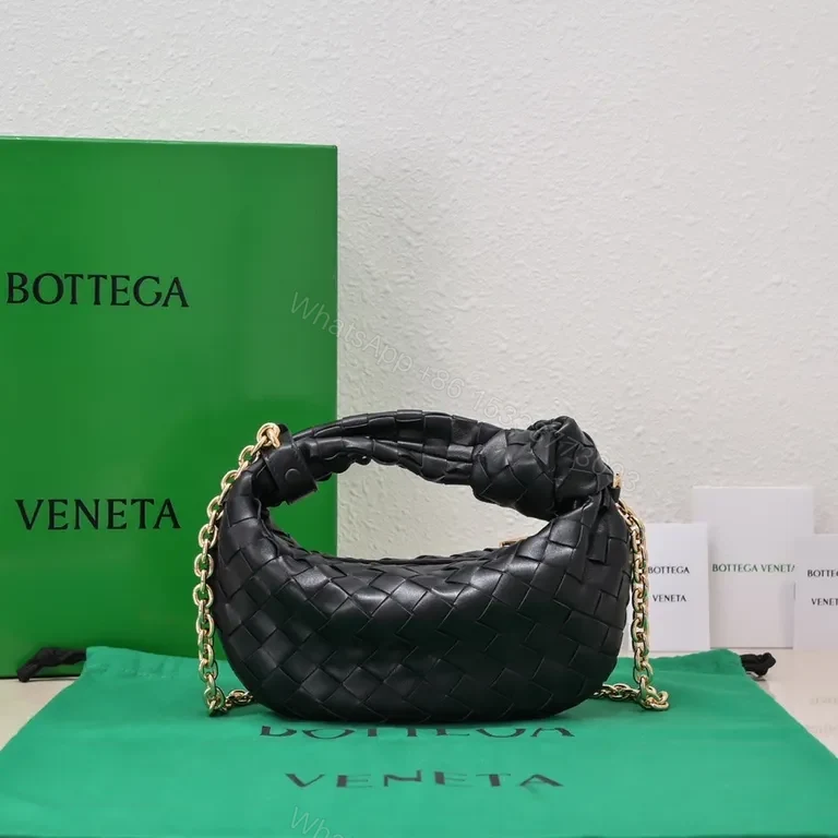 View 5 of Elegant Weave Bag: Luxe Compact, Gold Chain Strap Bag
