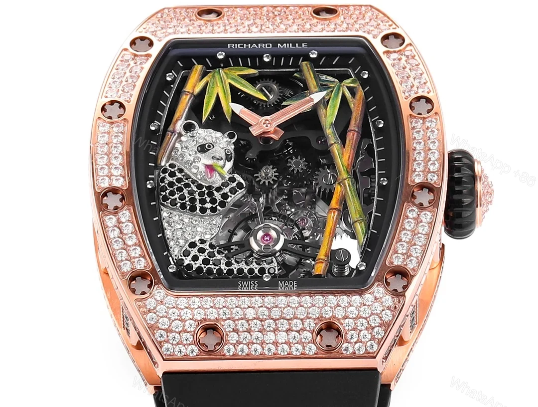 View 5 of Richard Mille RM26-01 Panda Tourbillon Watch Diamond Set National Treasure Panda Bamboo Art Dial Mechanical Luxury Edition RM26-01-PND-BAM